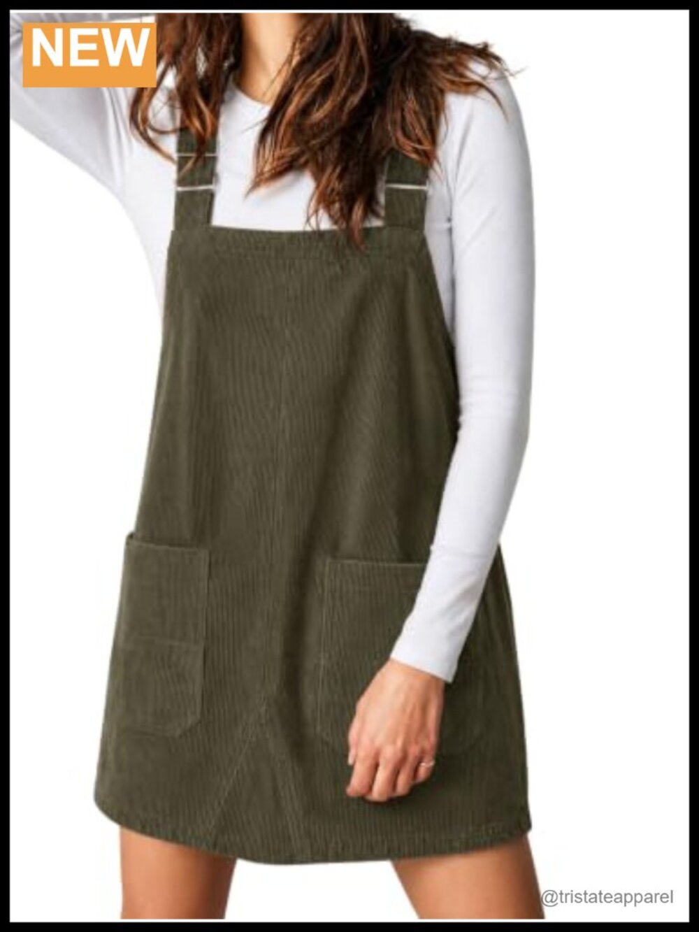 Corduroy Overall Dress Square Neck Mini Jumper Sleeveless Adjustable Straps